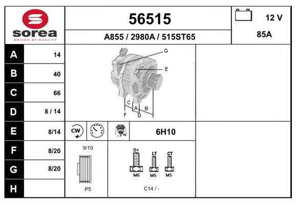 Generator / Alternator 56515 EAI