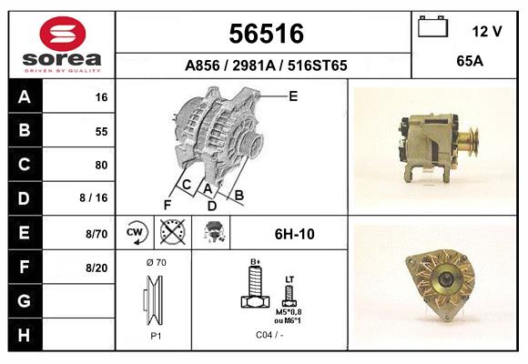 Generator / Alternator 56516 EAI