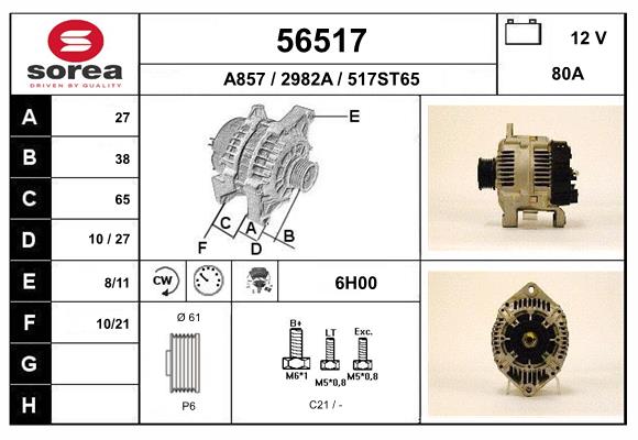 Generator / Alternator 56517 EAI