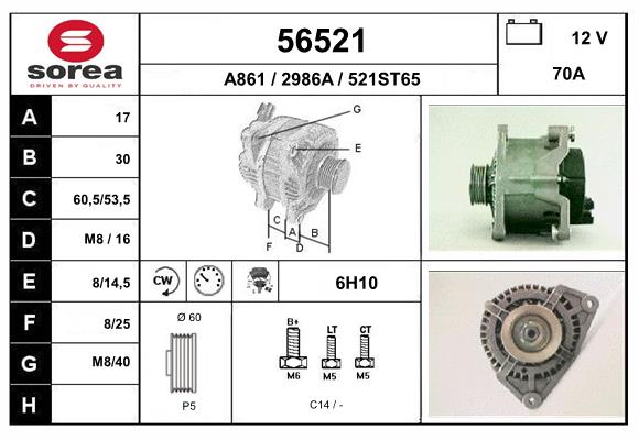 Generator / Alternator 56521 EAI