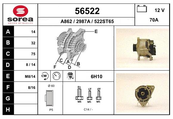 Generator / Alternator 56522 EAI