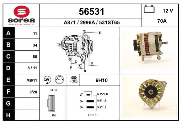 Generator / Alternator 56531 EAI