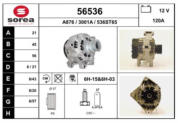 Generator / Alternator 56536 EAI
