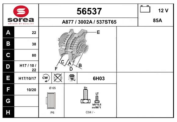 Generator / Alternator 56537 EAI