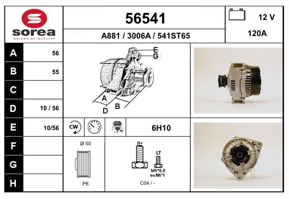 Generator / Alternator 56541 EAI