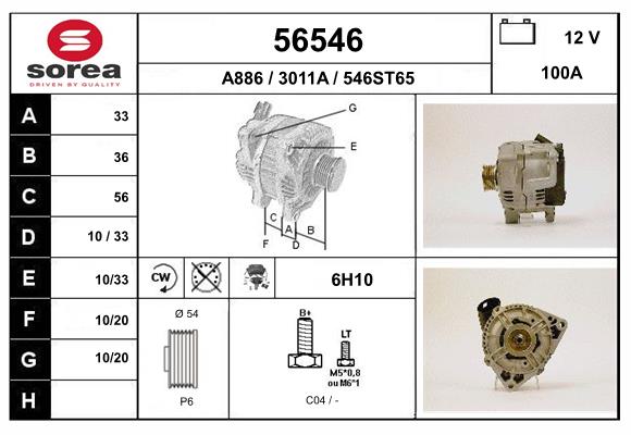 Generator / Alternator 56546 EAI
