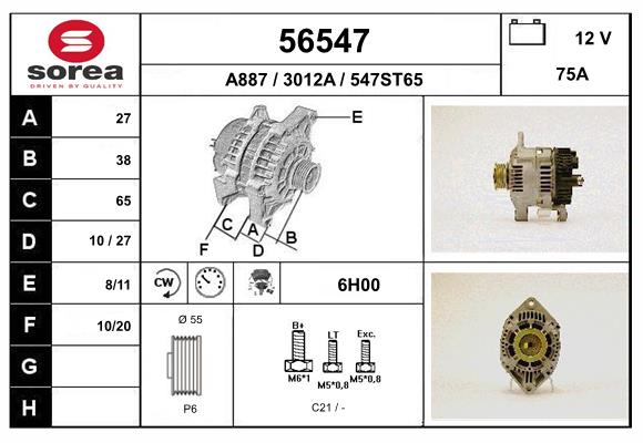 Generator / Alternator 56547 EAI