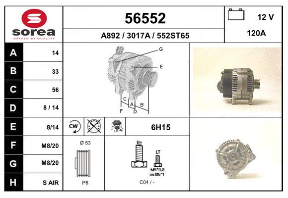 Generator / Alternator 56552 EAI
