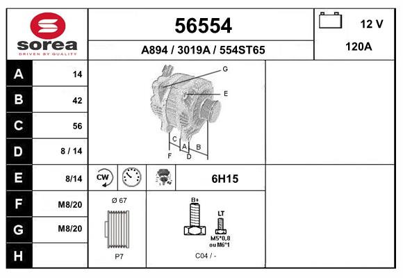 Generator / Alternator 56554 EAI