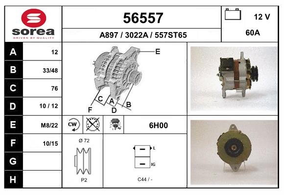 Generator / Alternator 56557 EAI