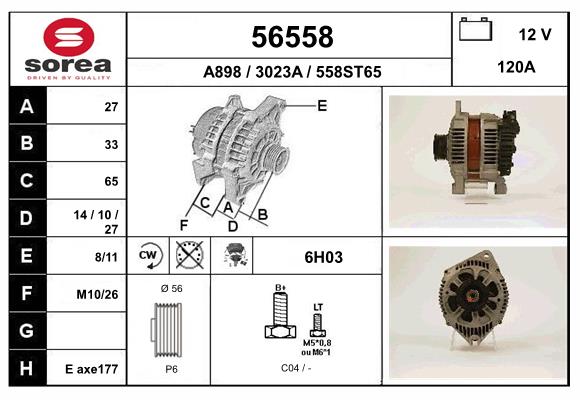 Generator / Alternator 56558 EAI