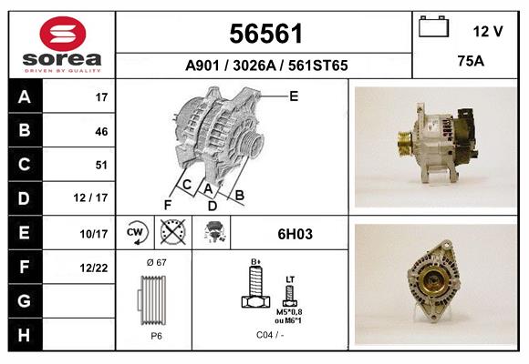 Generator / Alternator 56561 EAI