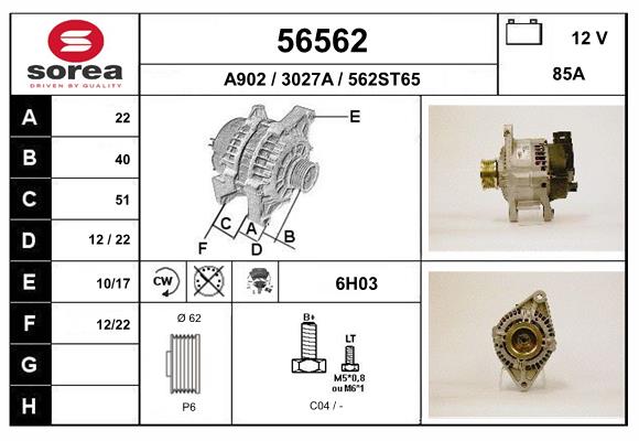 Generator / Alternator 56562 EAI