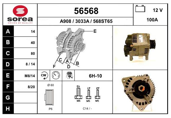 Generator / Alternator 56568 EAI