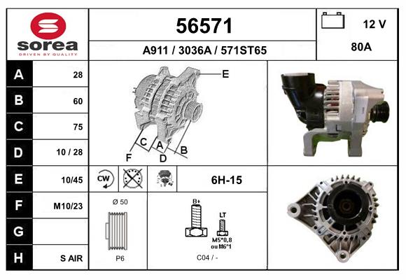 Generator / Alternator 56571 EAI