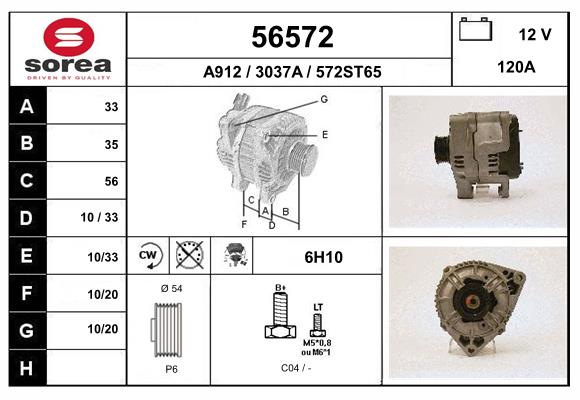 Generator / Alternator 56572 EAI