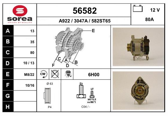 Generator / Alternator 56582 EAI
