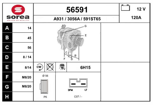Generator / Alternator 56591 EAI