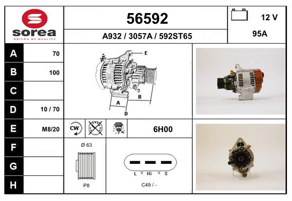 Generator / Alternator 56592 EAI