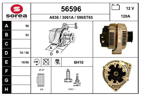Generator / Alternator 56596 EAI