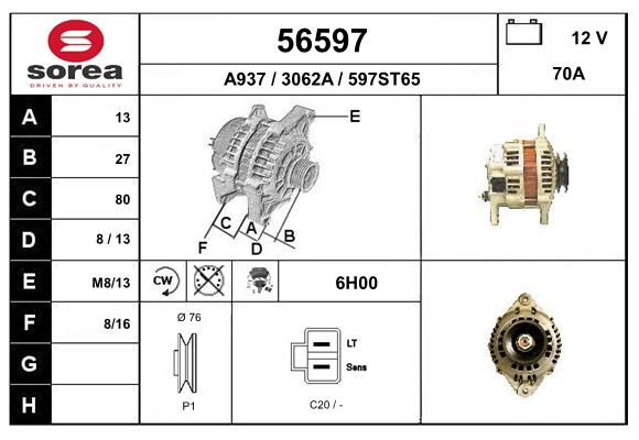 Generator / Alternator 56597 EAI