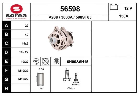 Generator / Alternator 56598 EAI