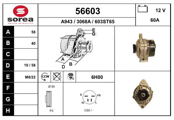 Generator / Alternator 56603 EAI