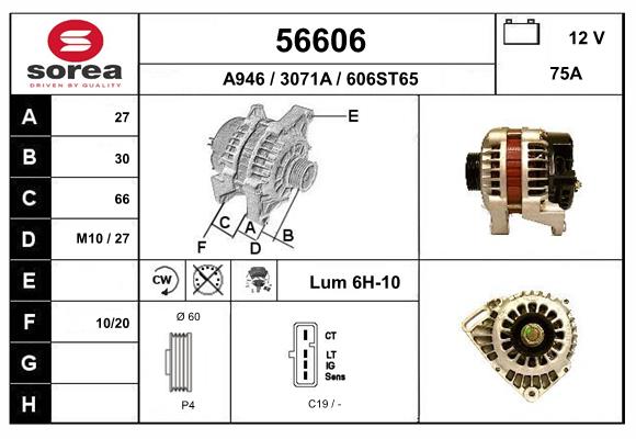 Generator / Alternator 56606 EAI