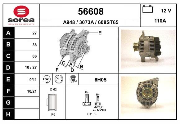 Generator / Alternator 56608 EAI