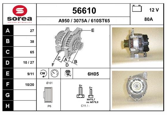 Generator / Alternator 56610 EAI