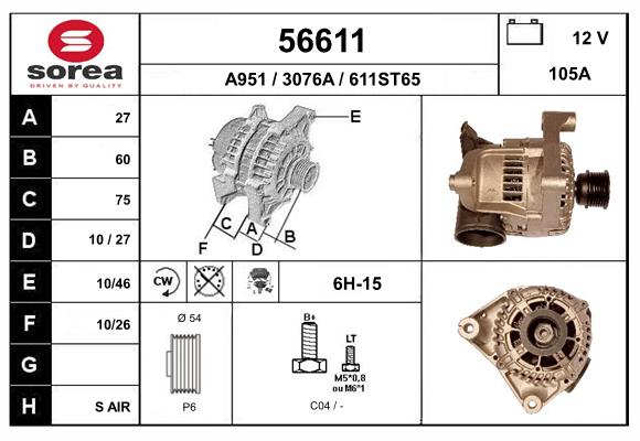 Generator / alternator 56611 EAI