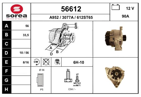 Generator / Alternator 56612 EAI