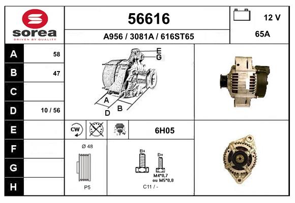 Generator / Alternator 56616 EAI