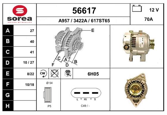 Generator / Alternator 56617 EAI