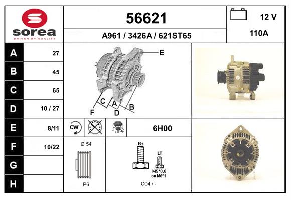 Generator / Alternator 56621 EAI