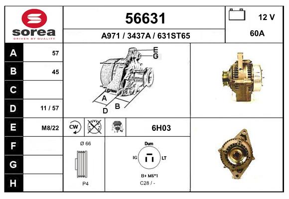 Generator / Alternator 56631 EAI