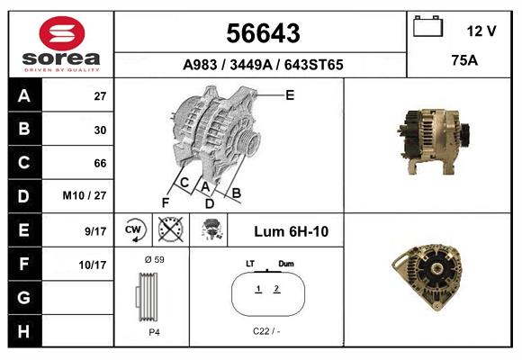 Generator / Alternator 56643 EAI