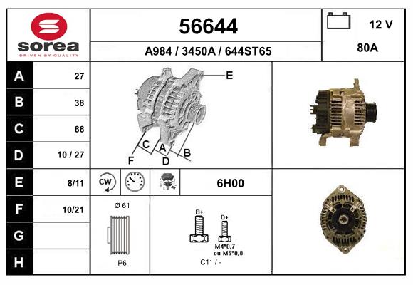 Generator / Alternator 56644 EAI