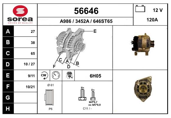 Generator / Alternator 56646 EAI