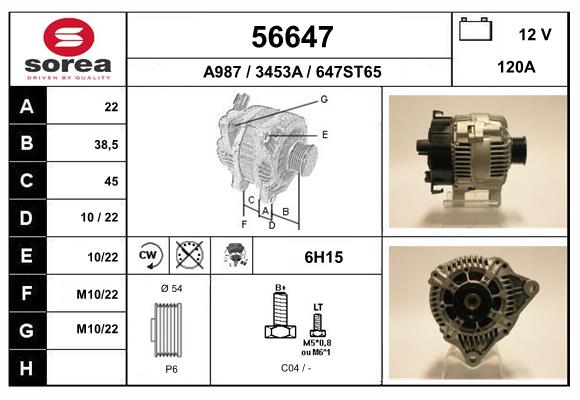 Generator / alternator 56647 EAI