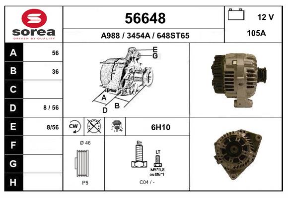Generator / Alternator 56648 EAI