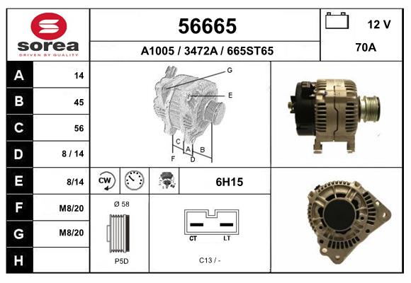 Generator / Alternator 56665 EAI