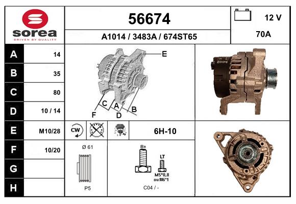Generator / Alternator 56674 EAI