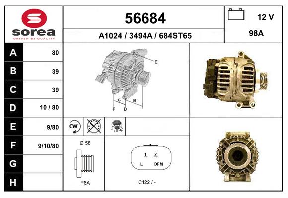 Generator / Alternator 56684 EAI