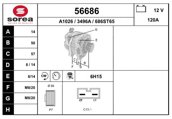 Generator / Alternator 56686 EAI