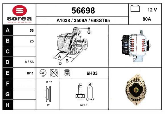 Generator / Alternator 56698 EAI