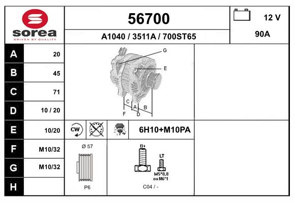Generator / Alternator 56700 EAI