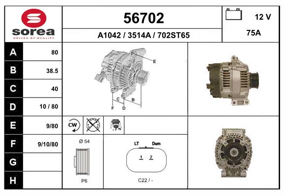 Generator / Alternator 56702 EAI