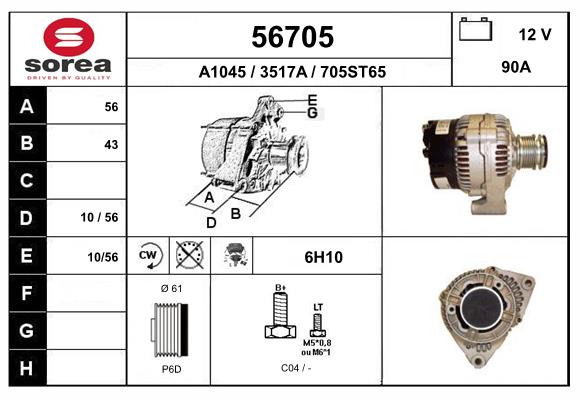 Generator / Alternator 56705 EAI