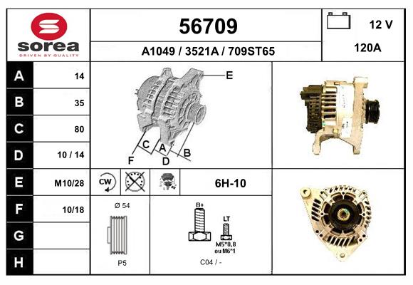 Generator / Alternator 56709 EAI